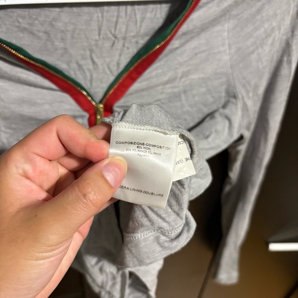 Gucci Gray Long Sleeve Top with Red and Green Accents Zip Up Top - Picture 3 of 7
